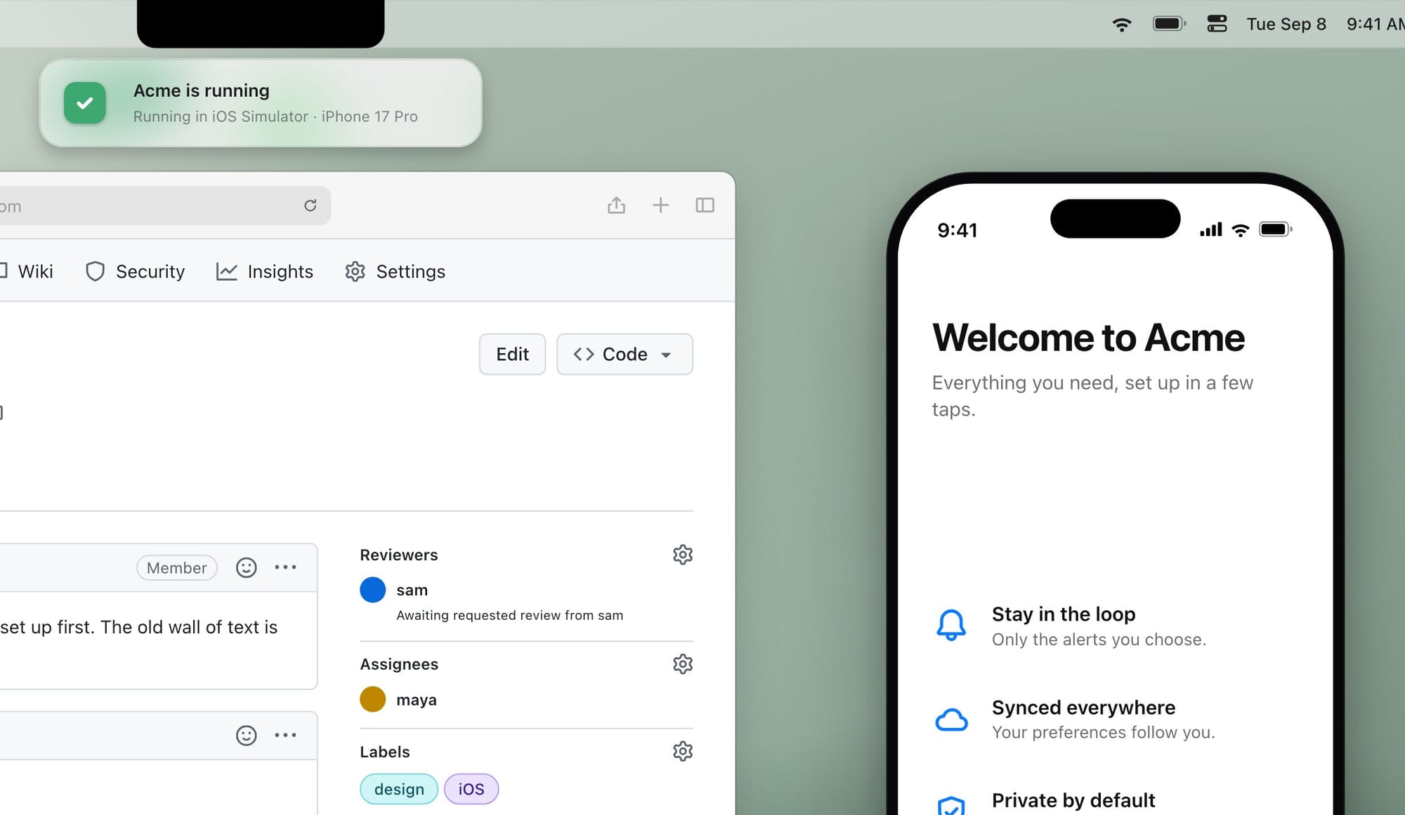 Presto launching a pull request build in iOS Simulator